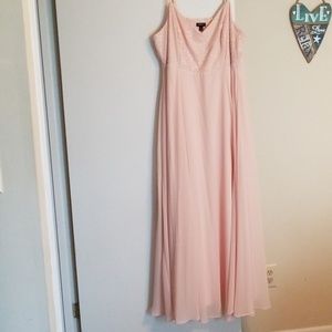 Beaded pink chiffon gown